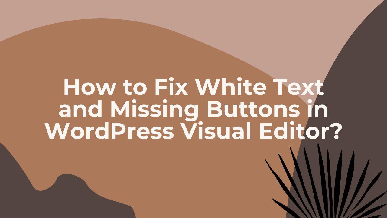 How to Fix Issues in WordPress Visual Editor